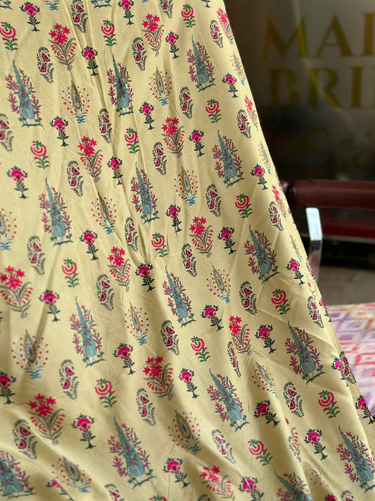 Korean Raw Silk Printed One Piece