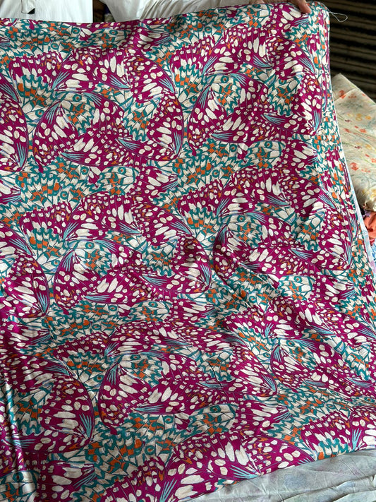 Korean Raw Silk Printed One Piece