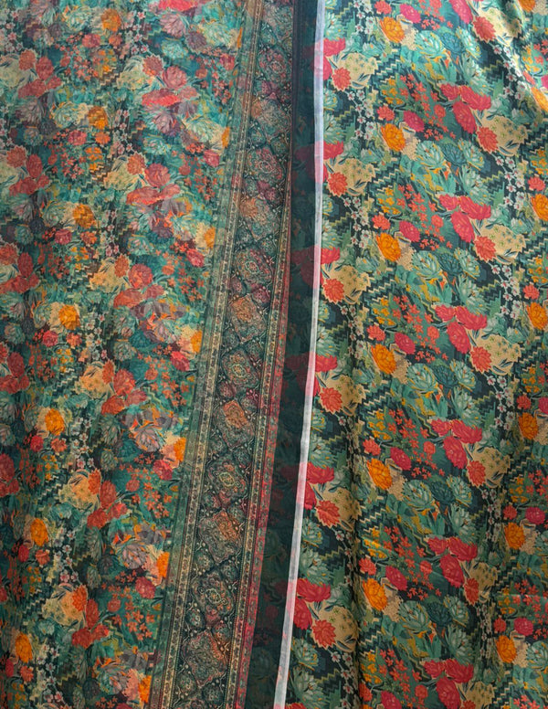 100% Pure Charmeuse Silk With Crinkle Chiffon Dupatta