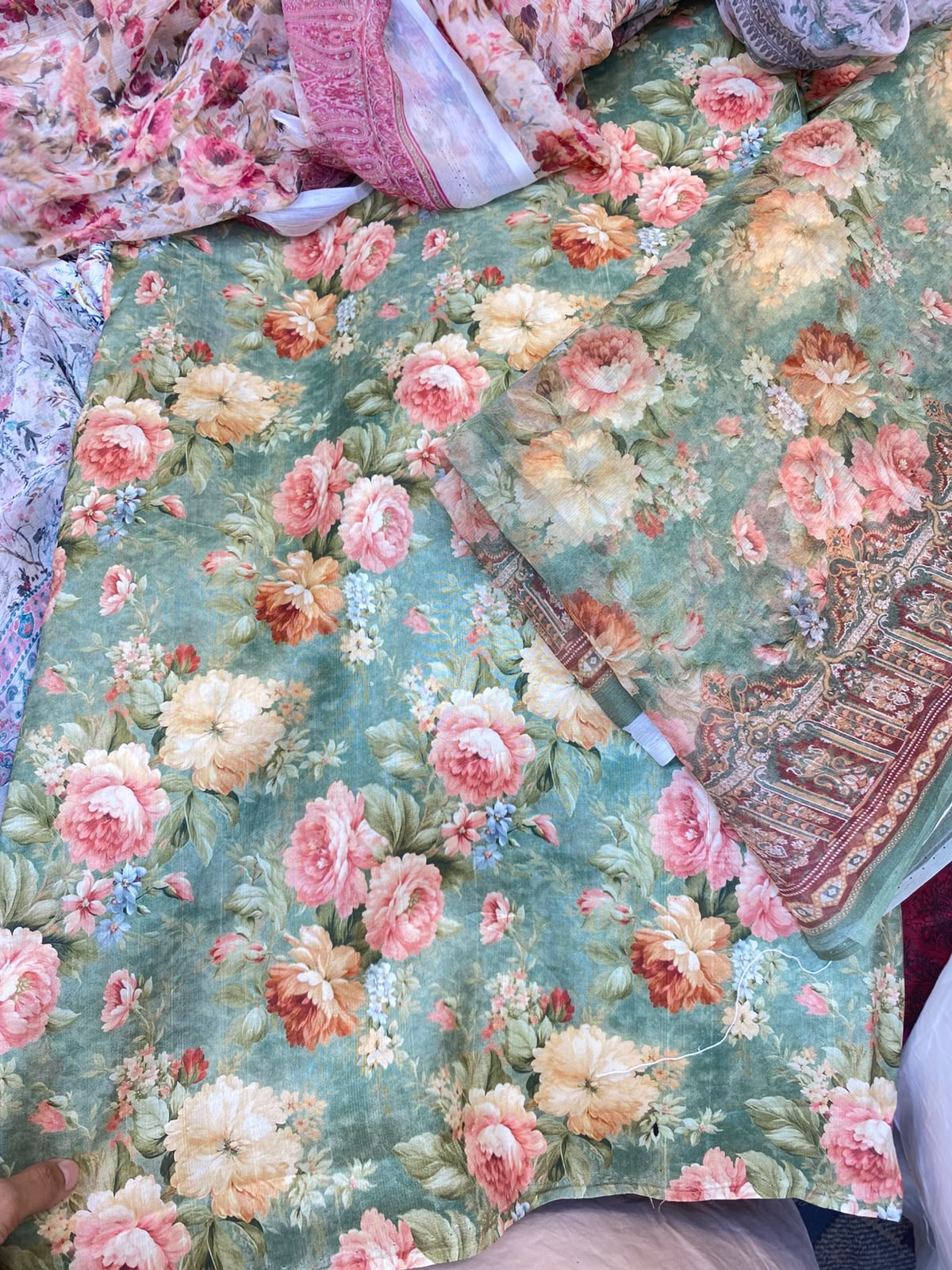 Pure Raw Silk Shirt With Printed Chiffon Dupatta