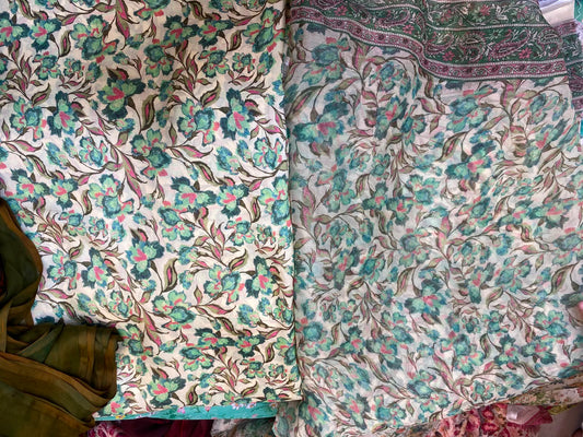Pure Raw Silk Shirt With Printed Chiffon Dupatta
