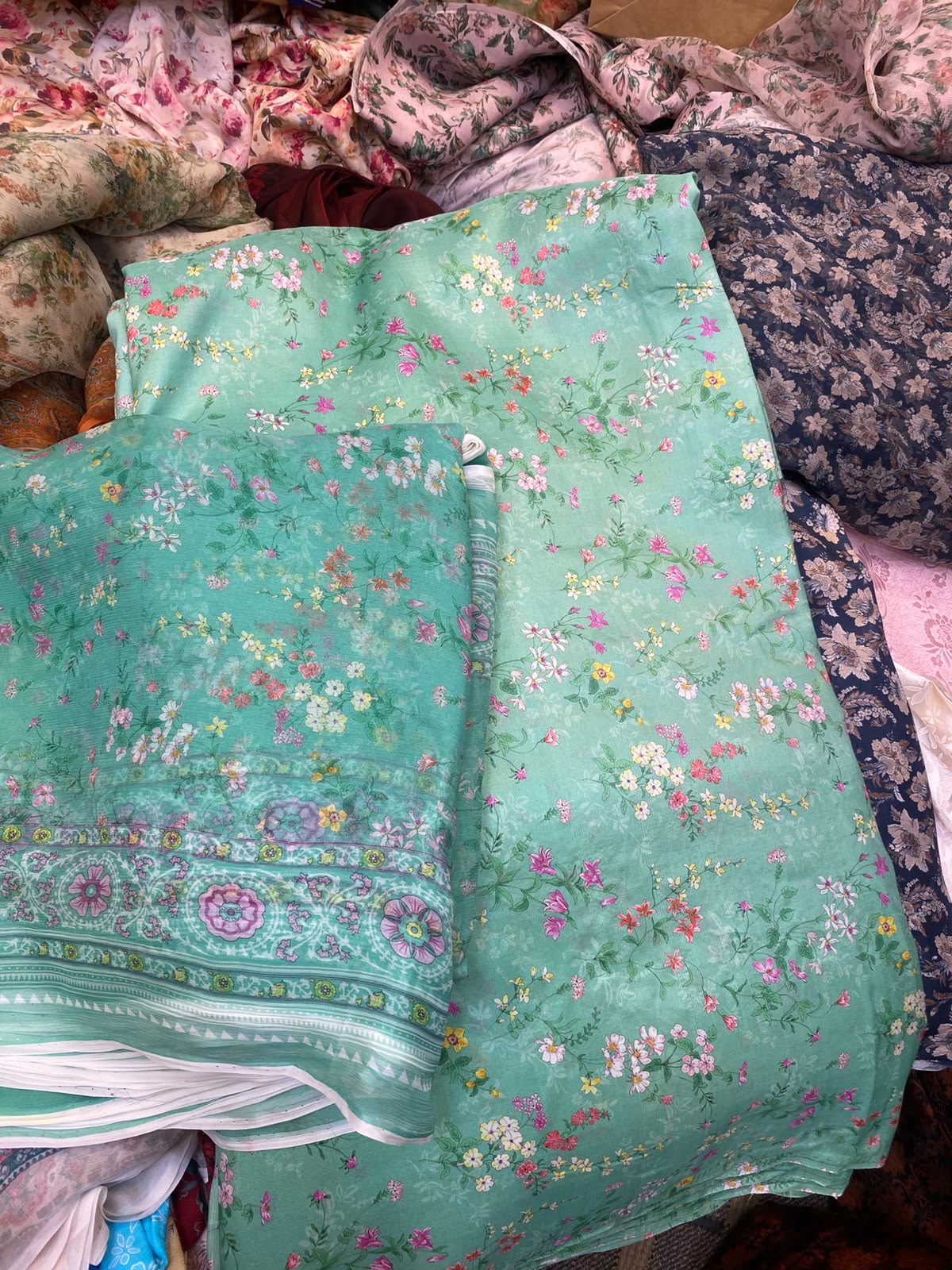 Pure Raw Silk Shirt With Printed Chiffon Dupatta